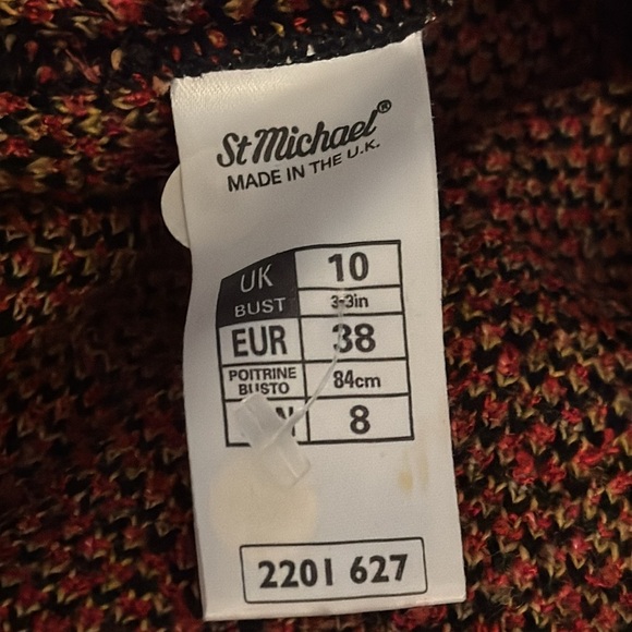 Marks & Spencer ST MICHAEL FROM Red Black Gold Buttons Tweed Blazer size M 6 8 - Picture 11 of 11